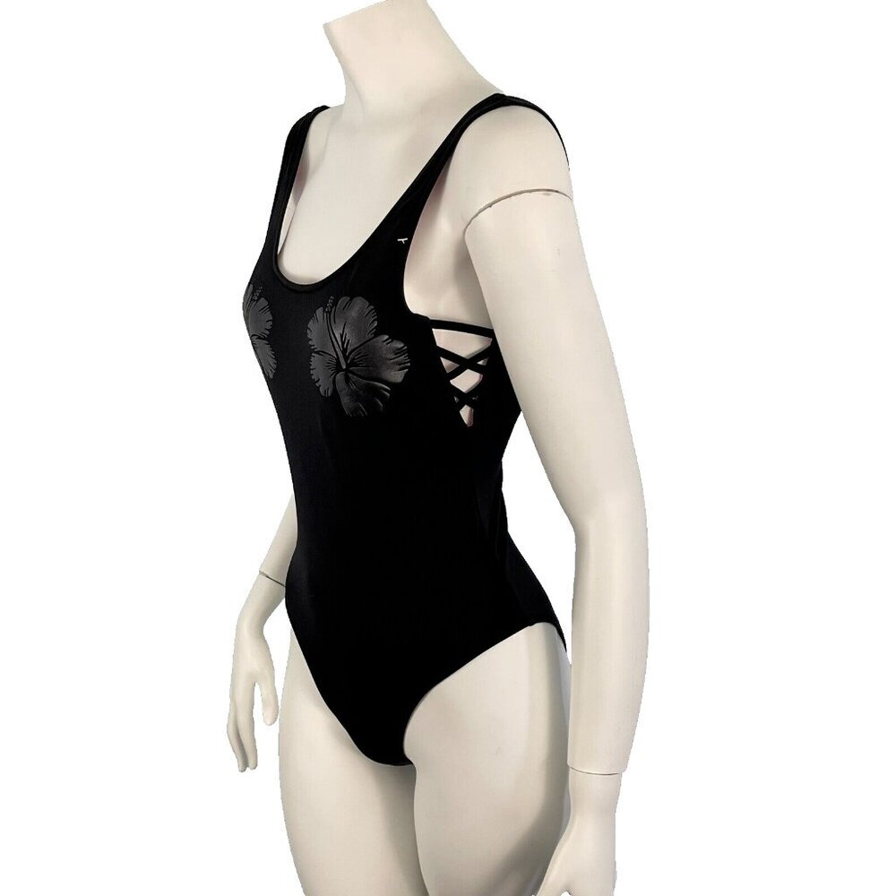 Victorias Secret PINK Swimwear One Piece Swimsuit Black Palm Tree Size Small